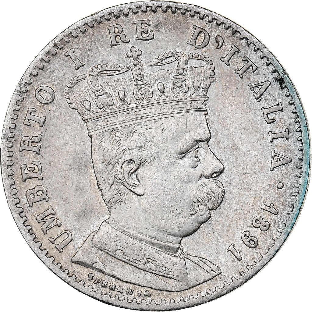 Érythrée italienne, Umberto I, Lira, 1891, Rome, Argent, TTB+, KM:2