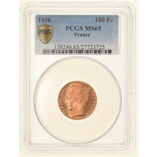 France, 100 Francs, Bazor, 1936, Paris, Gold, PCGS, MS65, Gadoury:1148, KM:880