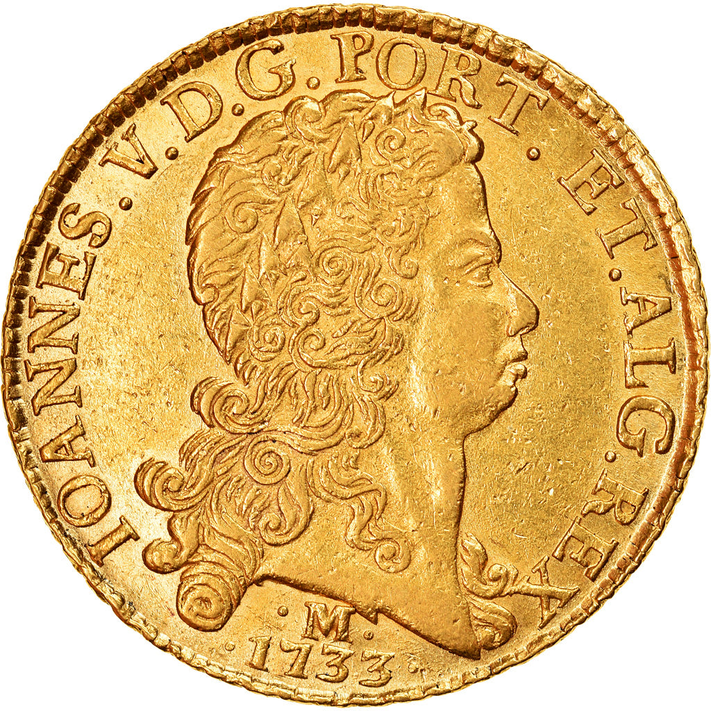 Brazil, João V, 12800 Reis, 1733, Vila Rica, Gold, AU(55-58), KM:139