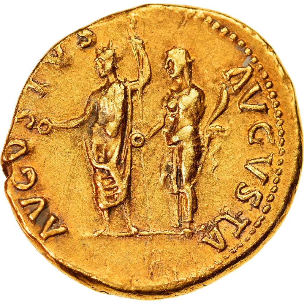 Néron et Poppée, Aureus, 64-65, Rome, Très rare, Or, TTB+, RIC:44