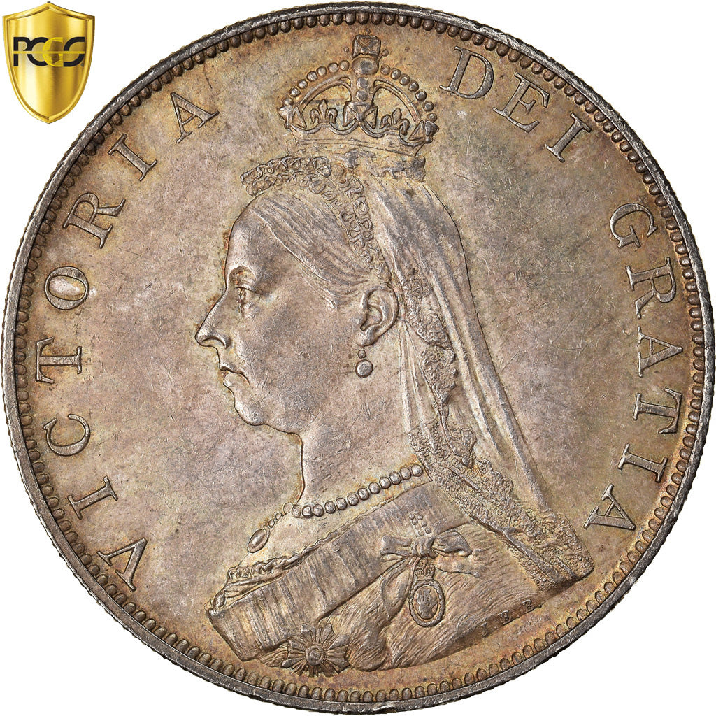 Grande-Bretagne, Victoria, Double Florin, 1887, Londres, Argent, PCGS, AU55