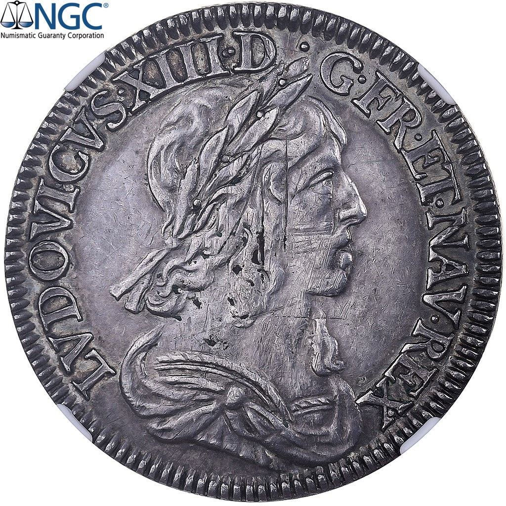 Frankrijk, Louis XIII, 1/4 Ecu, 1643, Paris, Zilver, NGC, AU Details