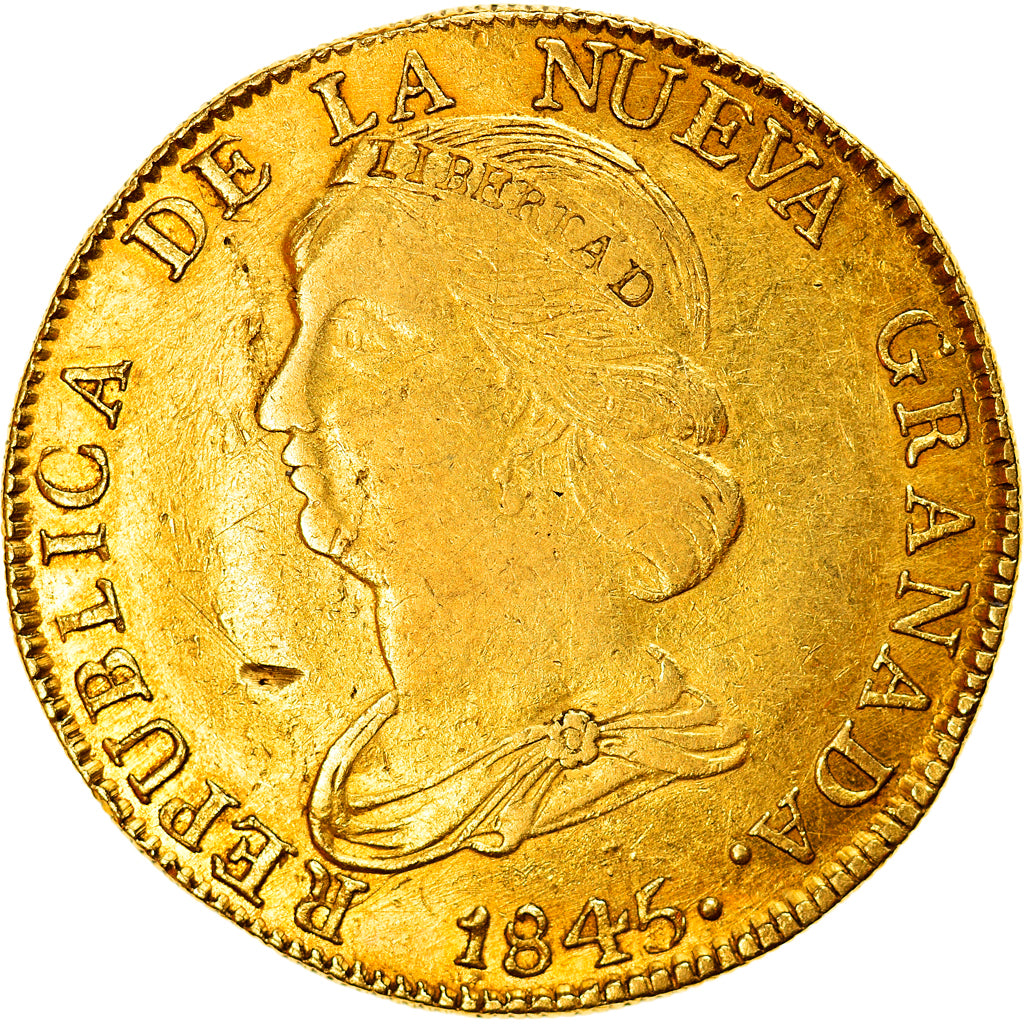 Colombia, 16 Pesos, 1845, Popayan, Oro, BC+, Friedberg:75, KM:94.2
