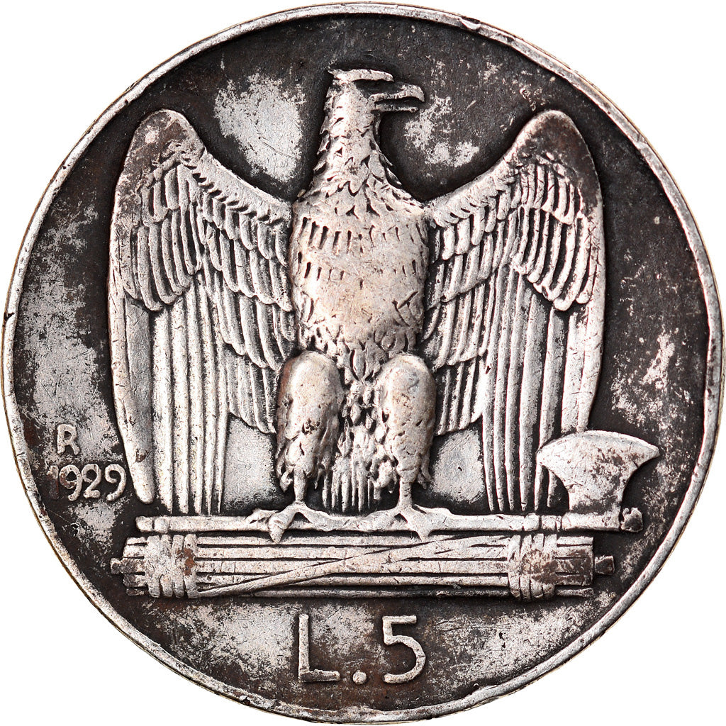 Moneta, Włochy, Vittorio Emanuele III, 5 Lire, 1929, Rome, EF(40-45), Srebro