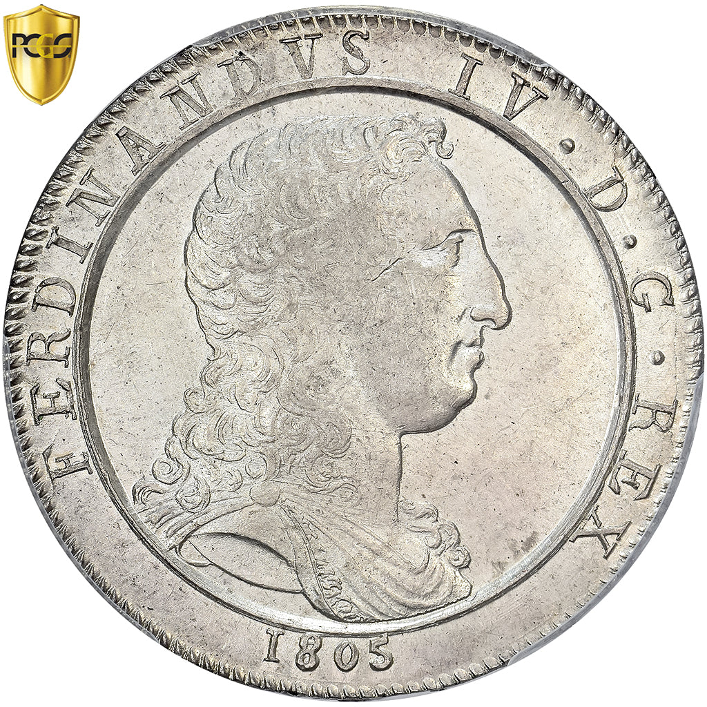 Kingdom of Naples, Ferdinando IV, 60 Grana, 1805, Naples, Plata, PCGS, AU58