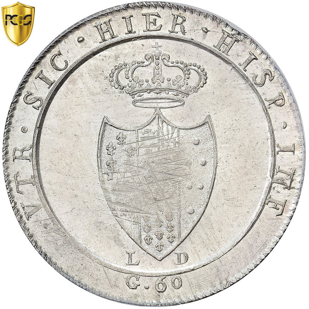 Kingdom of Naples, Ferdinando IV, 60 Grana, 1805, Naples, Plata, PCGS, AU58