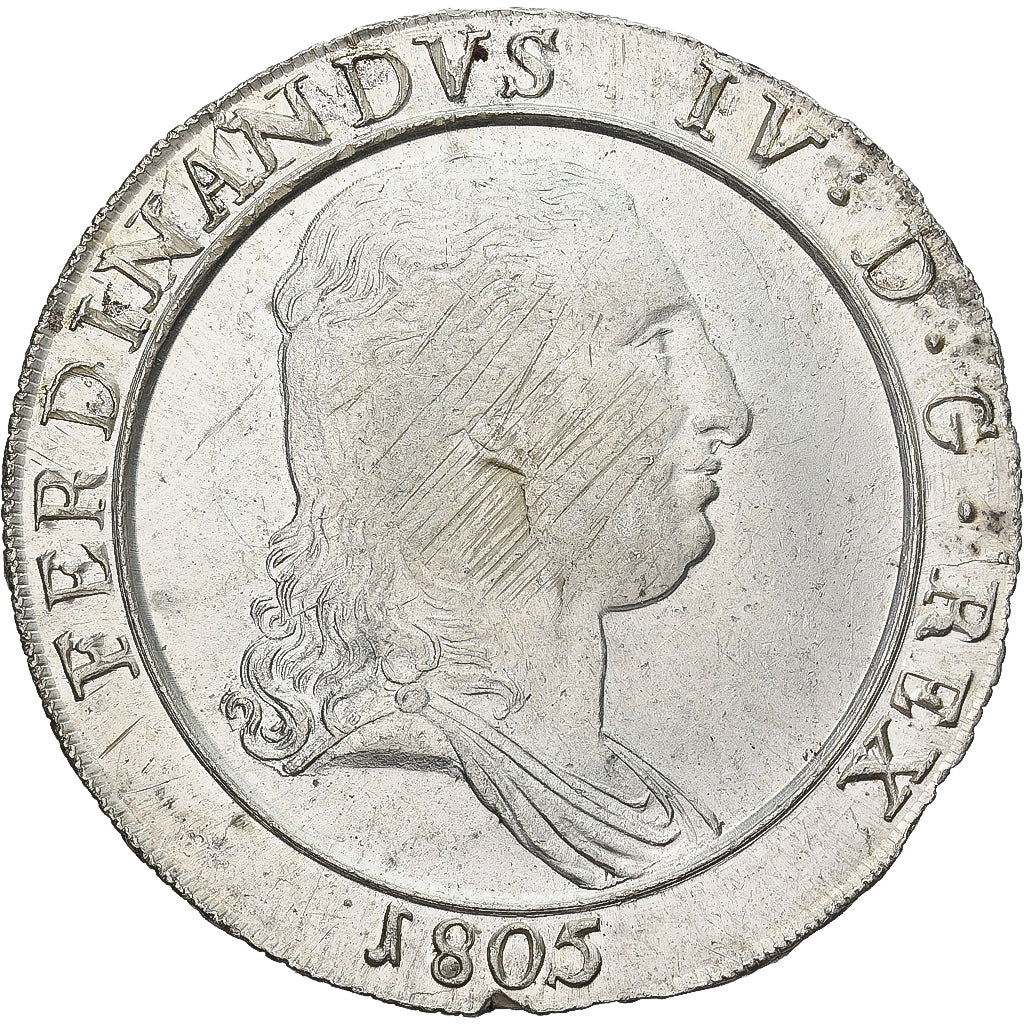 Kingdom of Naples, Ferdinando IV, 120 Grana, 1805, Naples, Plata, MBC, KM:247
