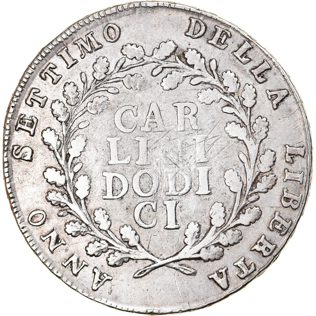 Neapolitan Republic, 12 Carlini, An VII (1799), Naples, Zilver, FR, KM:233