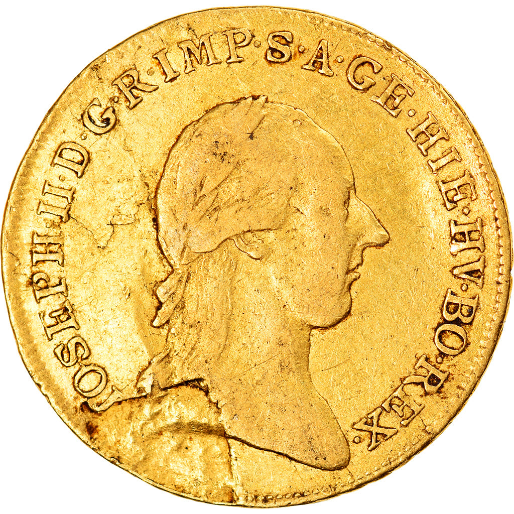 Austrian Netherlands, Joseph II, 1/2 Souverain D'or, 1786, Gold, VF(30-35)