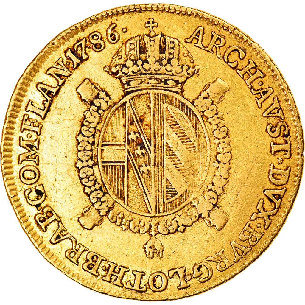 Austrian Netherlands, Joseph II, 1/2 Souverain D'or, 1786, Gold, VF(30-35)