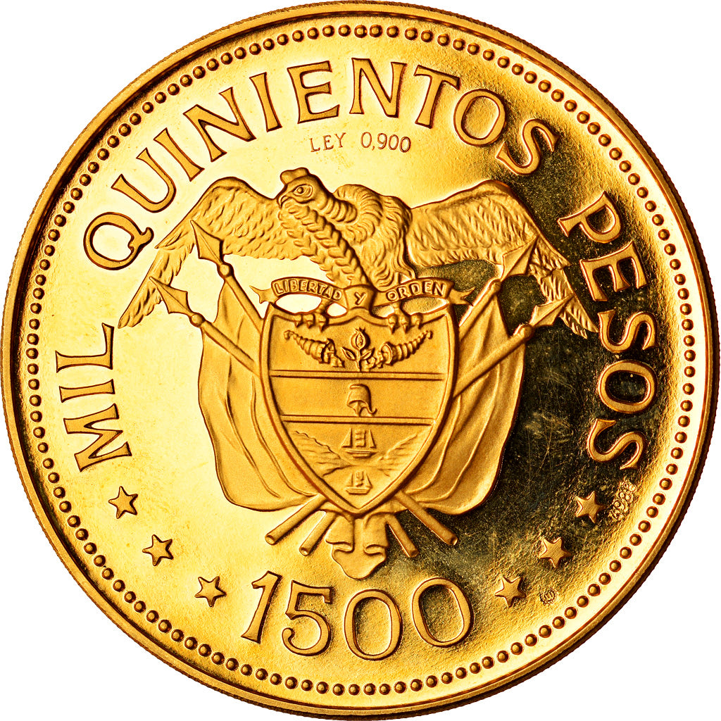 Colombia, Paul VI, 1500 Pesos, Int. Eucharistic Congress, 1968, Arezzo, Prueba