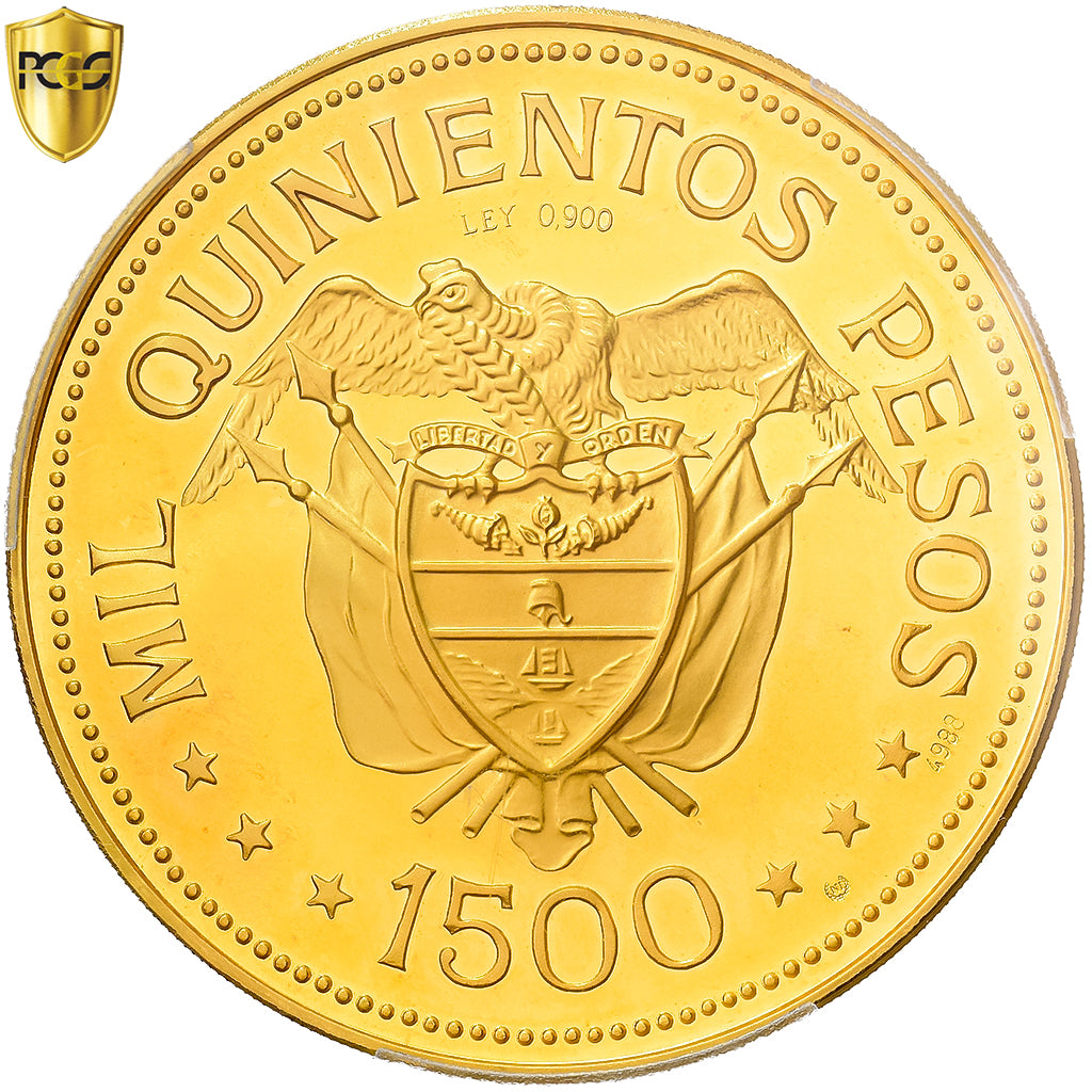 Colombia, Paul VI, 1500 Pesos, Int. Eucharistic Congress, 1968, Arezzo, Prueba
