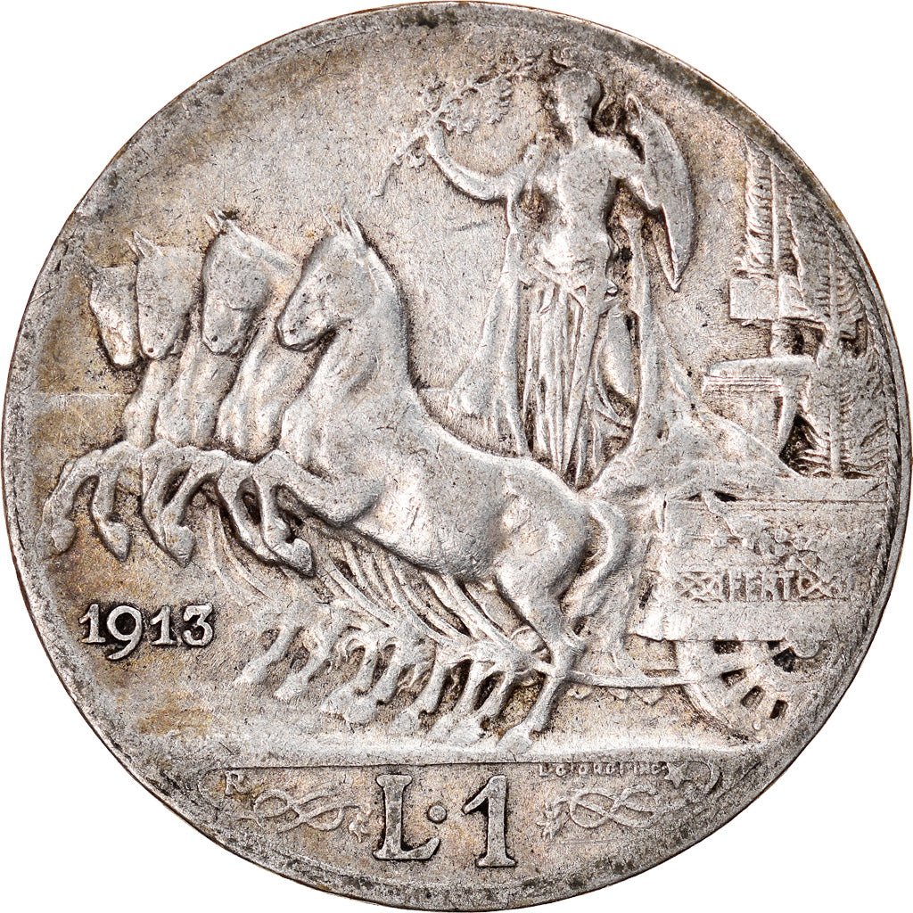 Coin, Italy, Vittorio Emanuele III, Lira, 1913, Rome, VF(20-25), Silver, KM:45