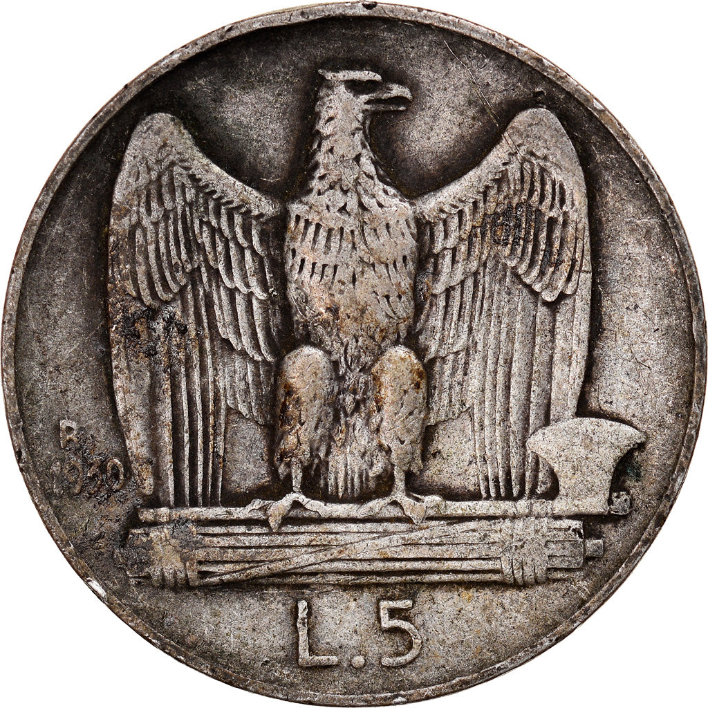Moneda, Italia, Vittorio Emanuele III, 5 Lire, 1930, Rome, BC+, Plata, KM:67.1