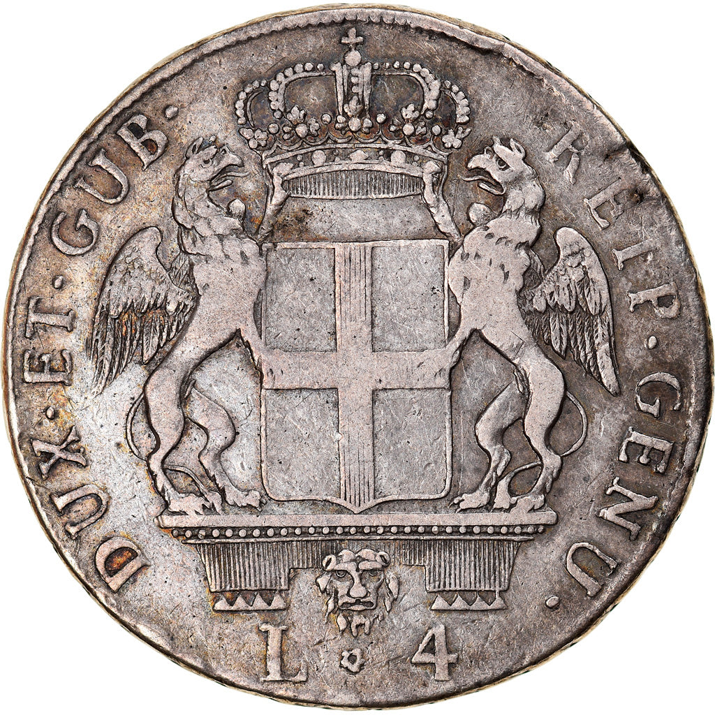 Münze, Italien Staaten, GENOA, 4 Lire, 1795, Genoa, SS, Silber, KM:248