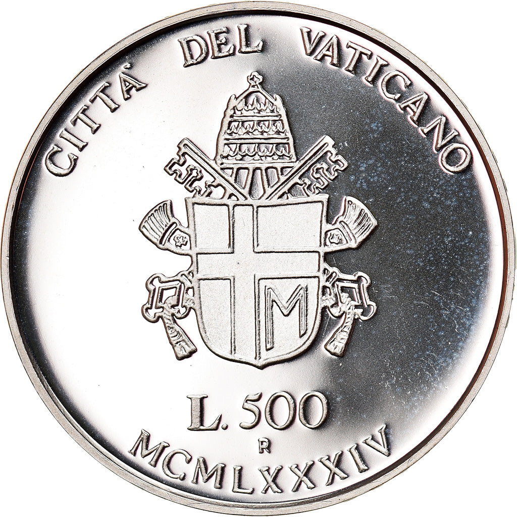Coin, VATICAN CITY, John Paul II, 500 Lire, 1984, Roma, Proof, MS(63), Silver