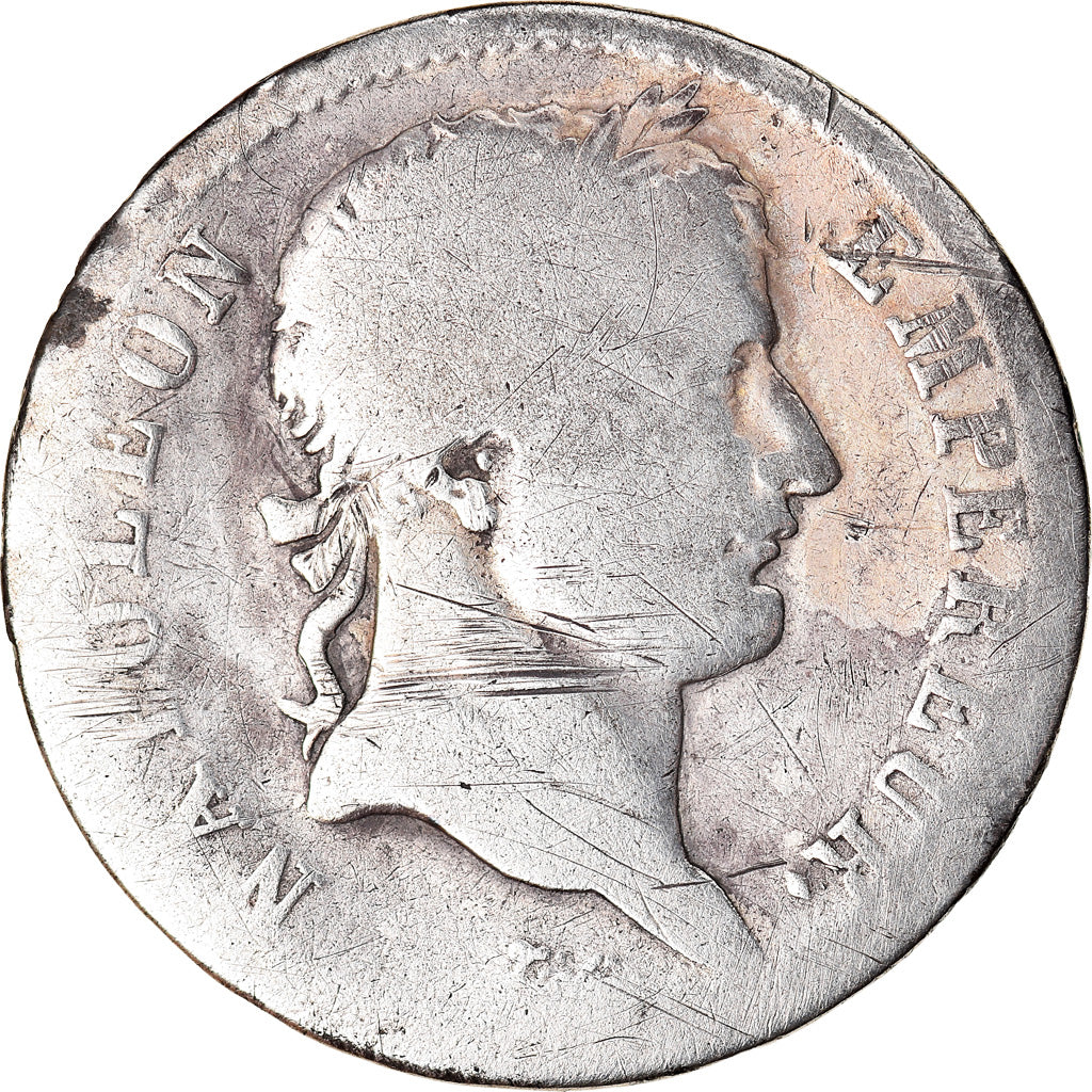 Moneta, Francia, Napoléon I, Franc, 1808, Bayonne, Very rare, B+, Argento