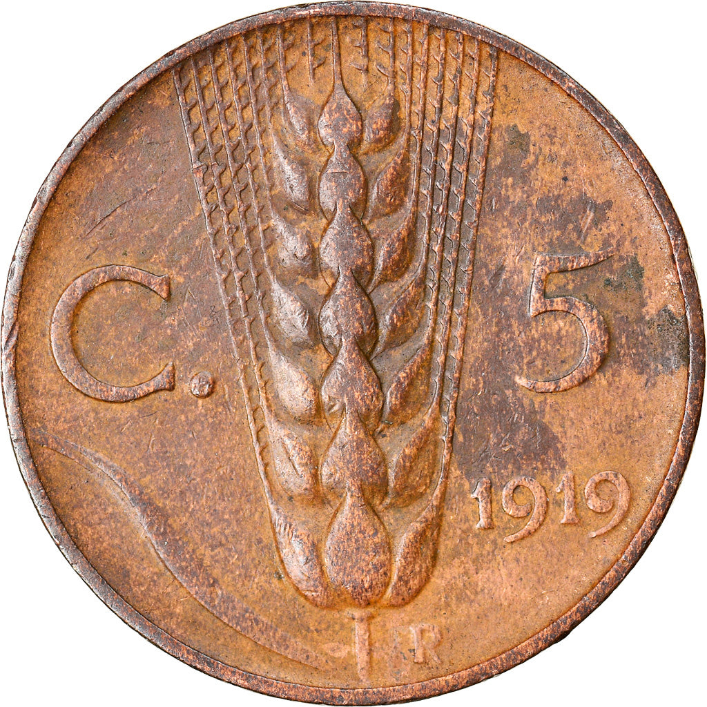 Moneda, Italia, Vittorio Emanuele III, 5 Centesimi, 1919, Rome, MBC, Bronce
