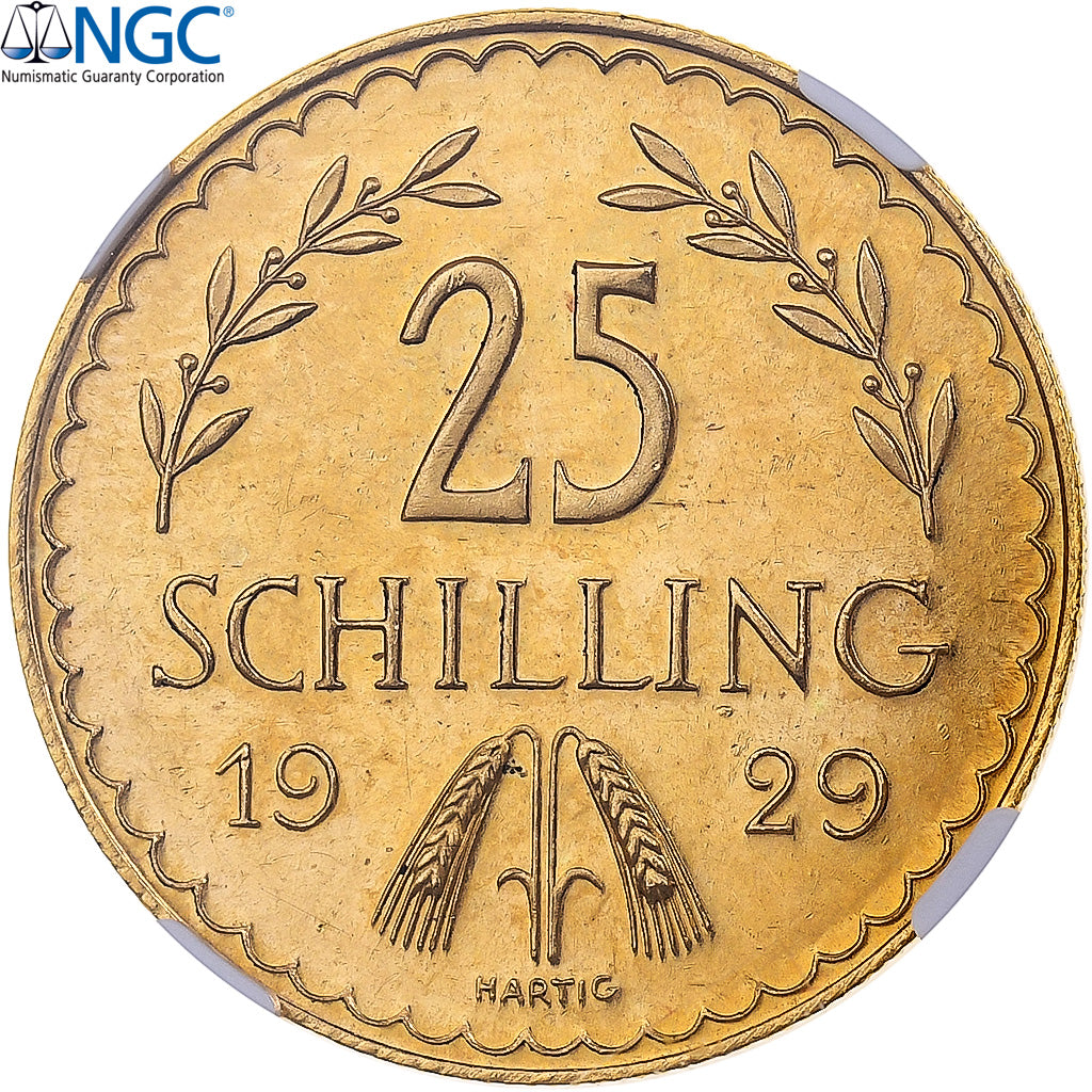 Austria, 25 Schilling, 1929, Vienna, Złoto, NGC, MS64, KM:2841