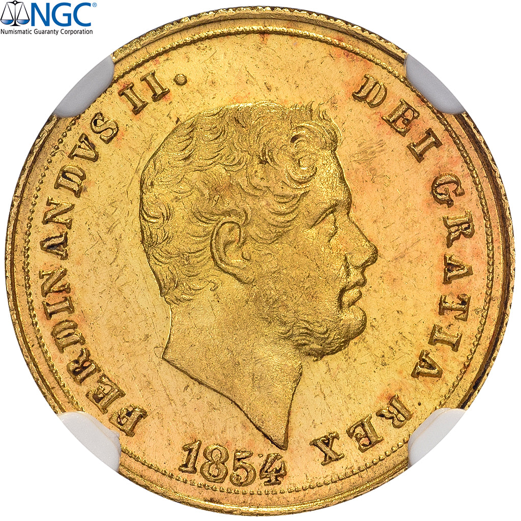 Moeda, ESTADOS ITALIANOS, NAPLES, Ferdinando II, 3 Ducati, 1854, Naples, NGC