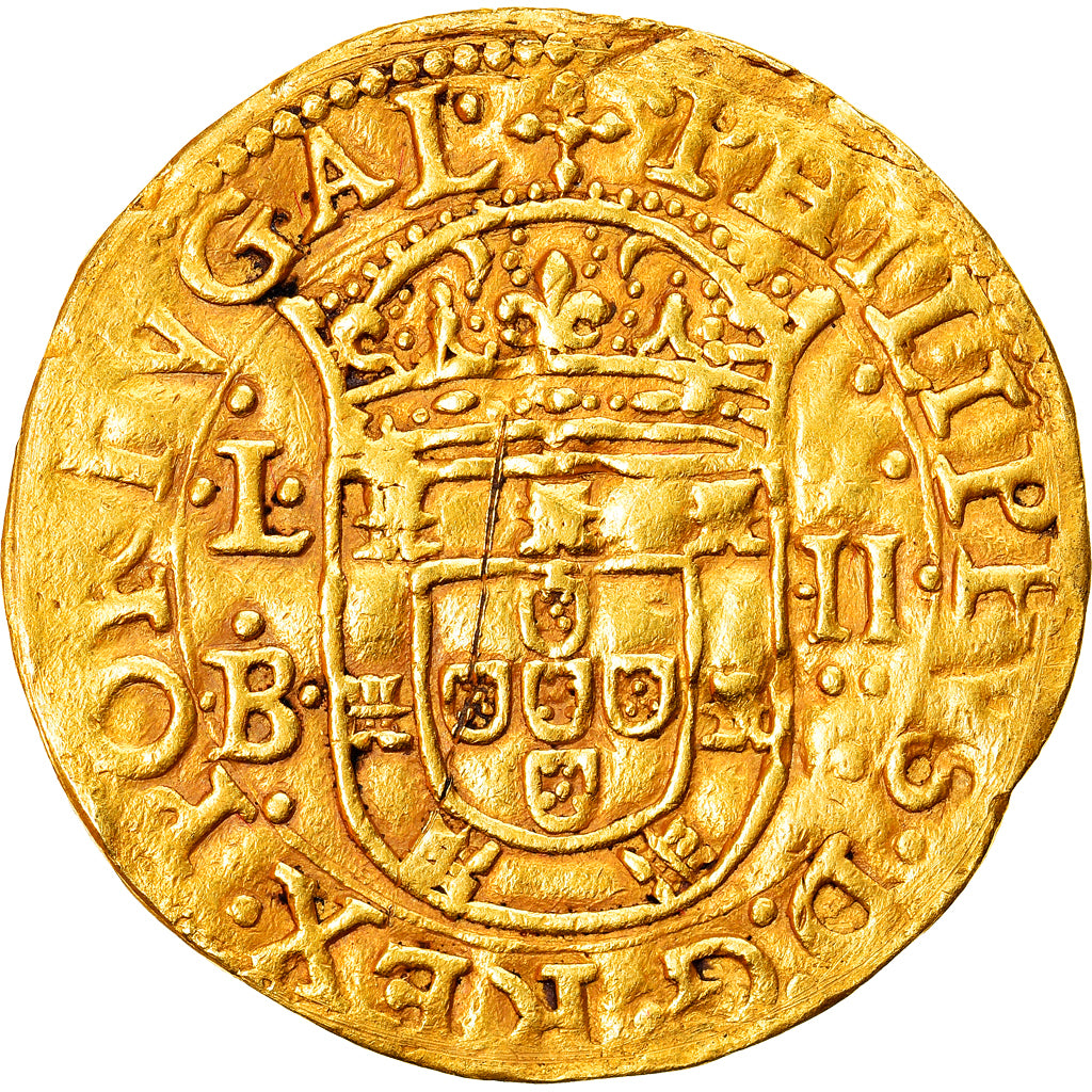 Portugal, Filipe II, 2 Cruzados, 1598-1621, Lisbon, Dourado, EF(40-45)