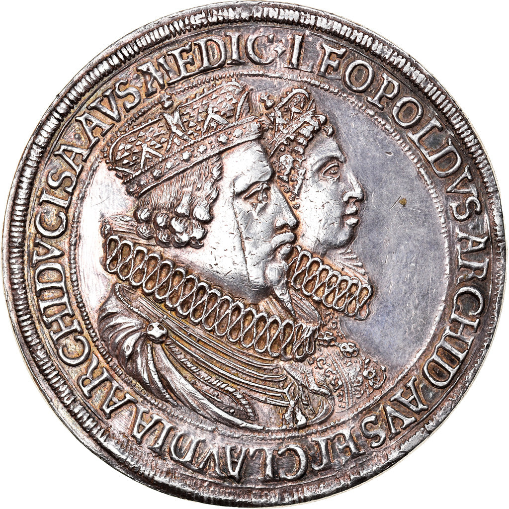 County of Tyrol, Leopold V & Claudia, 2 Thaler, 1635, Hall, Argento, SPL-