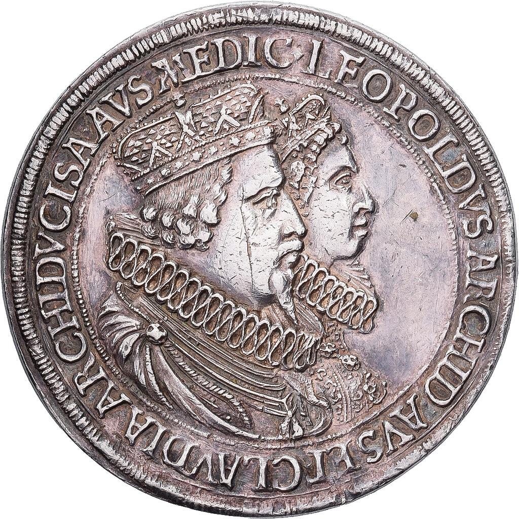 County of Tyrol, Leopold V & Claudia, 2 Thaler, 1635, Hall, Silver, AU(55-58)