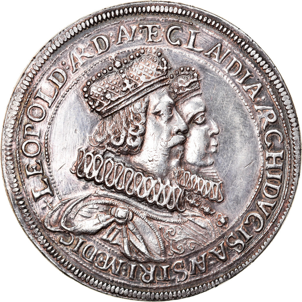 County of Tyrol, Leopold V & Claudia, 2 Thaler, 1635, Hall, Argento, SPL-