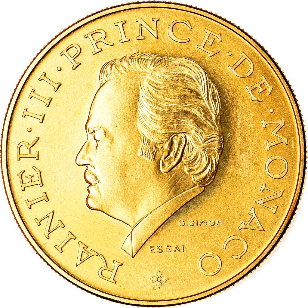 Monaco, Rainier III, 10 Francs, 1974, Paris, Pattern, Gold, PCGS, SP68