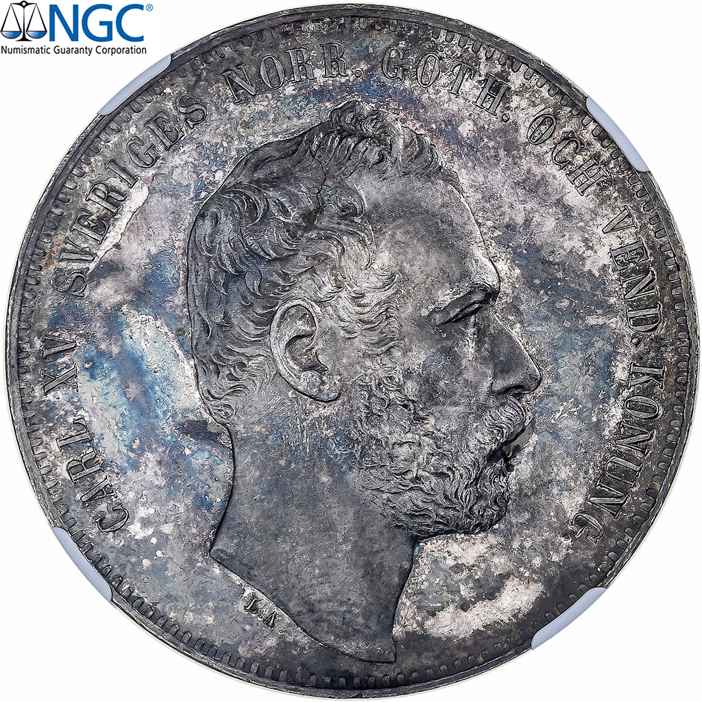 Sweden, Carl XV Adolf, 4 riksdaler riksmynt, 1862/1, Stockholm, Cameo, Silver