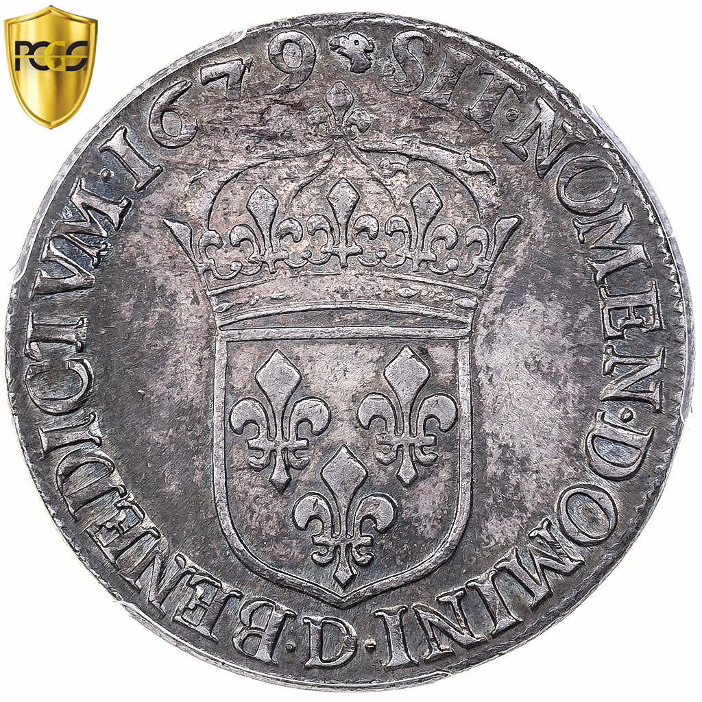 Frankrijk, Louis XIV, 1/2 Écu à la cravate, 1679, Lyon, Zilver, PCGS, AU58
