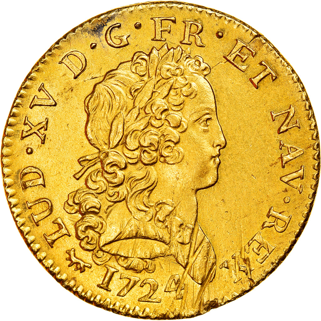 Francja, Louis XV, Double Louis d'or Mirliton, 1724, Paris, Bardzo rzadkie