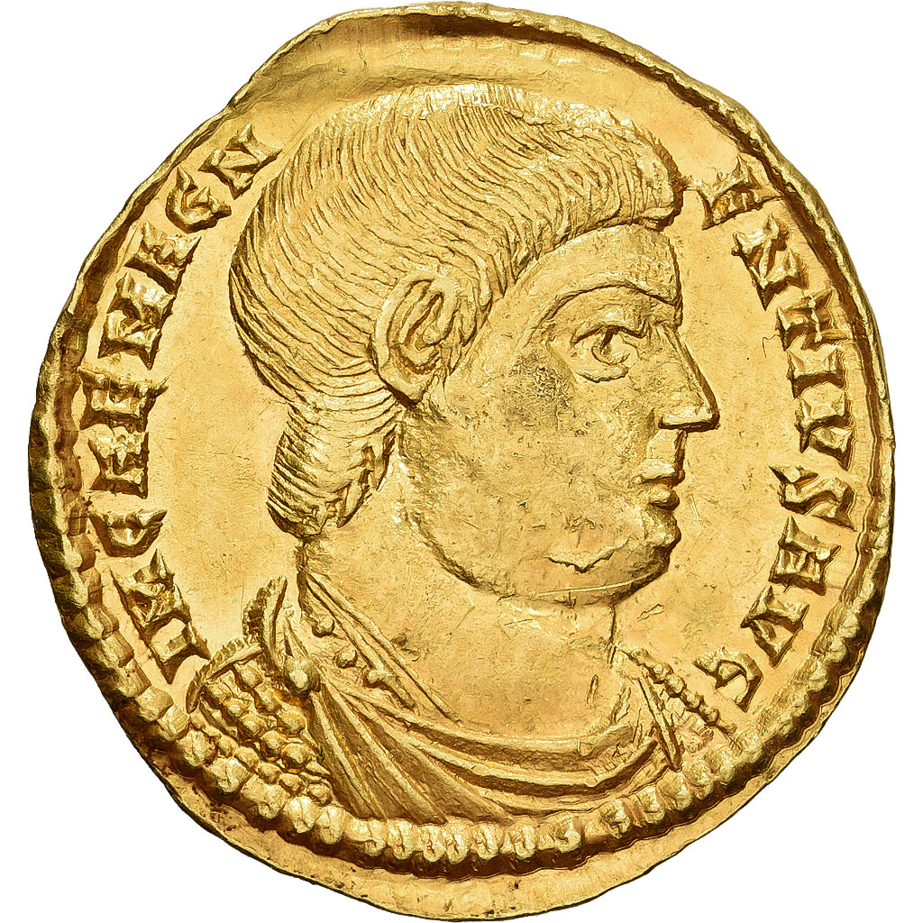 Magnentius, Solidus, 350-351, Arles, Bardzo rzadkie, Złoto, MS(60-62), RIC:132