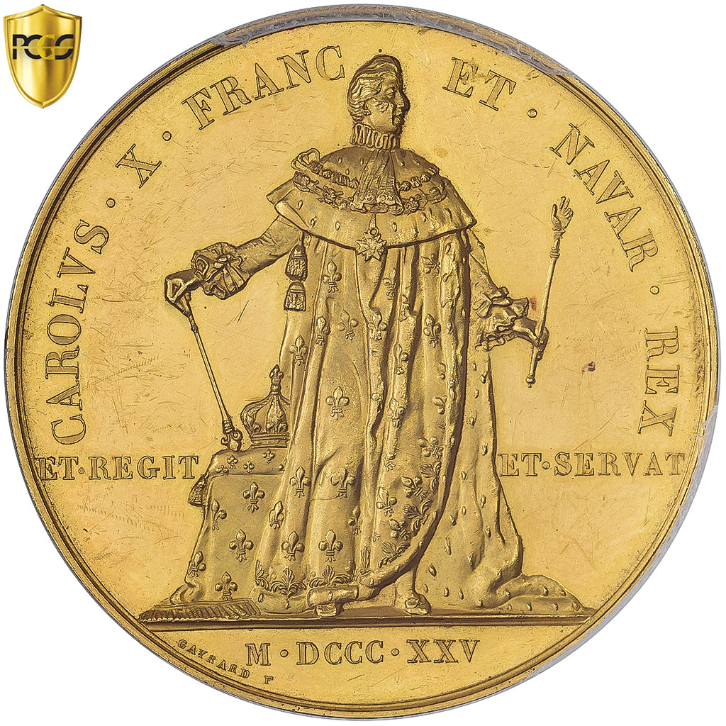 France, Médaille, Charles X, Sacre à Reims, 1825, Or, Test Cut-UNC Detail, PCGS