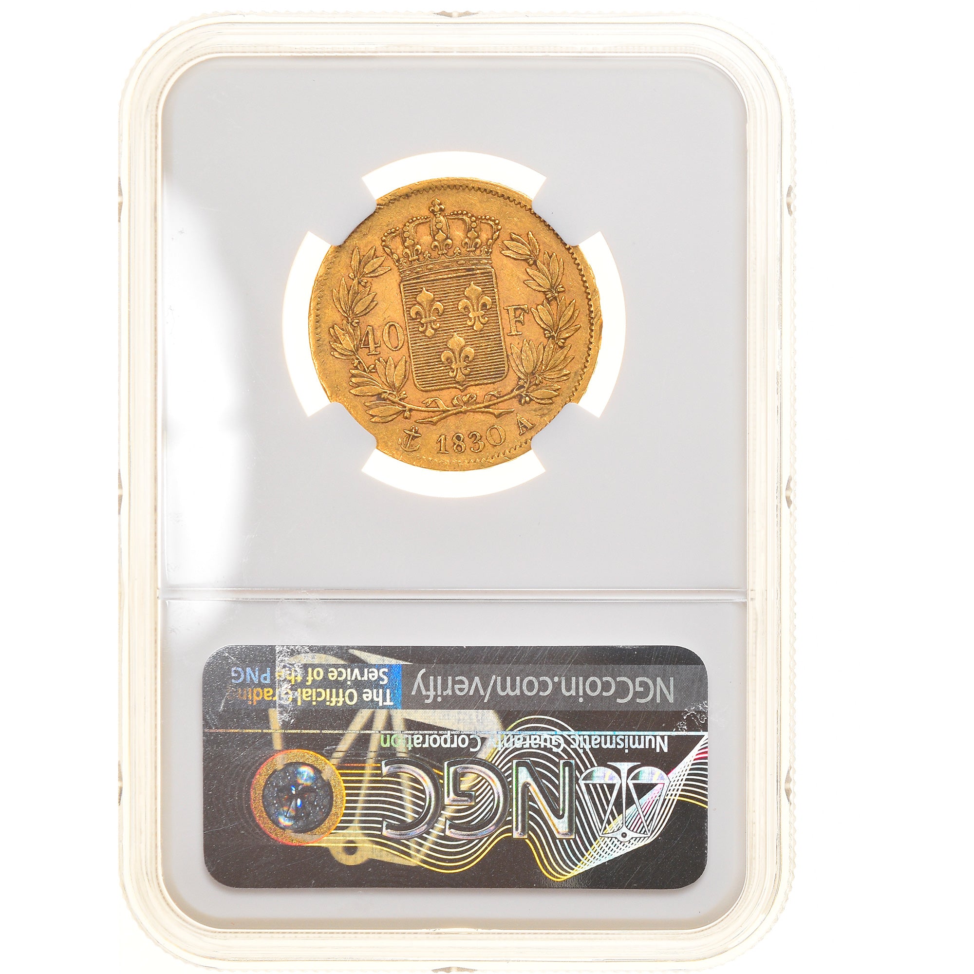 Frankrijk, Charles X, 40 Francs, 1830, Paris, Raised edge, Goud, NGC, AU55