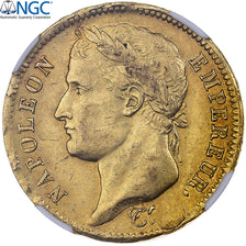 França, Napoleon I, 40 Francs, 1809, Toulouse, Dourado, NGC, AU58