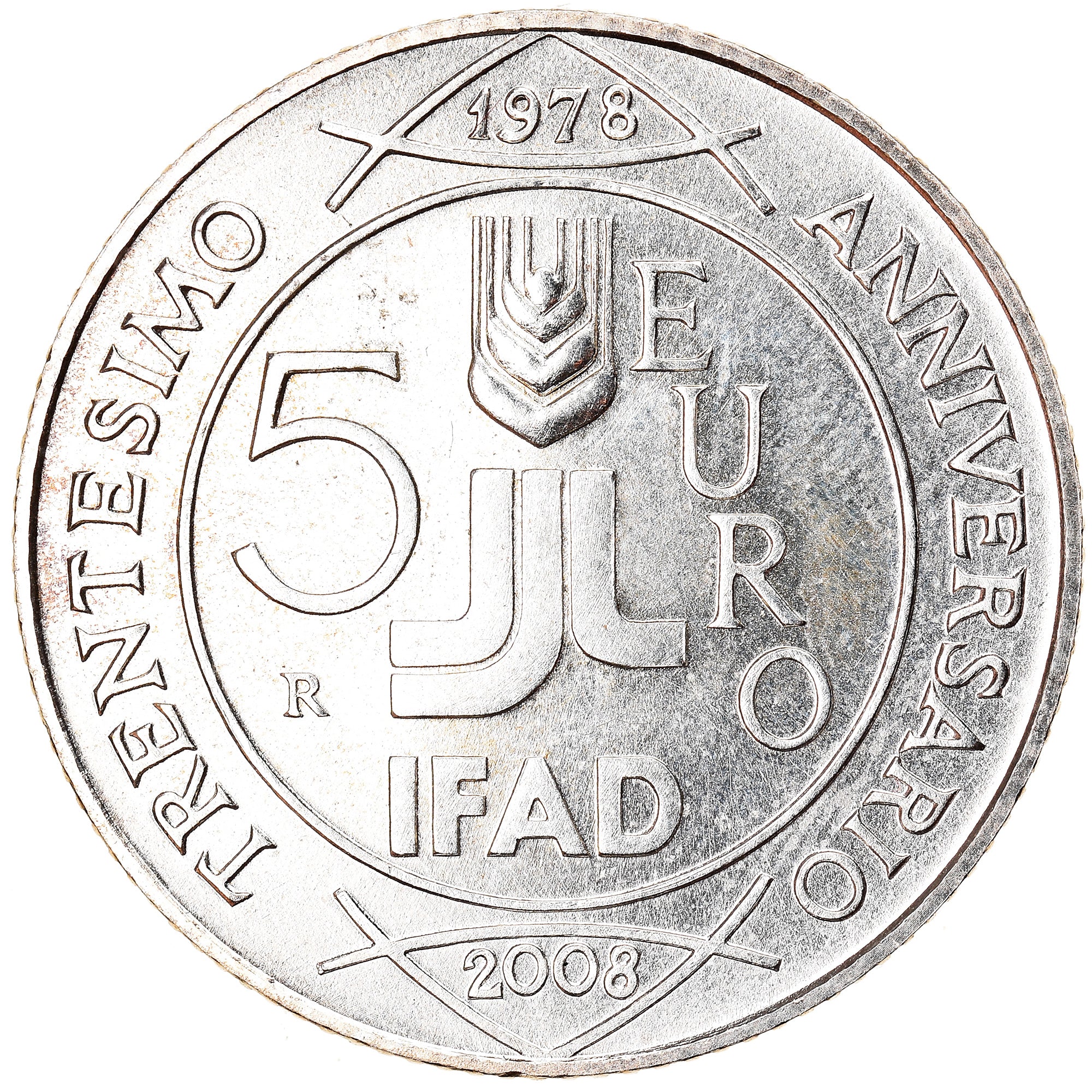Italy, 5 Euro, 2008, Rome, MS(65-70), Silver, KM:325