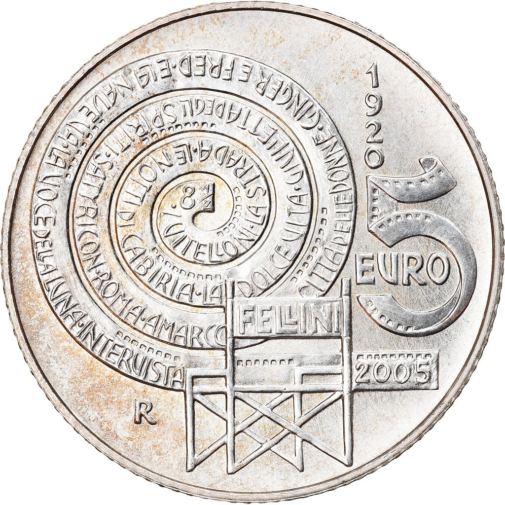 Italia, 5 Euro, Federico Fellini, 2005, Rome, FDC, Argento, KM:255