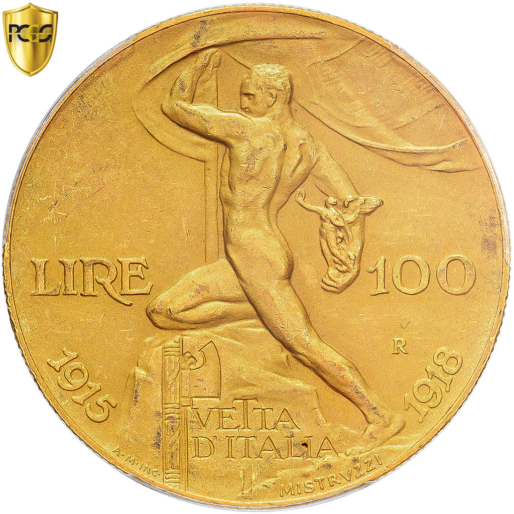 Italia, Vittorio Emanuele III, 100 Lire, 1925, Rome, Oro, PCGS, MS61, KM:66