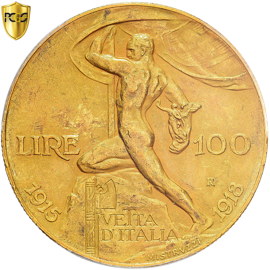 Italia, Vittorio Emanuele III, 100 Lire, 1925, Rome, Oro, PCGS, AU55, KM:66