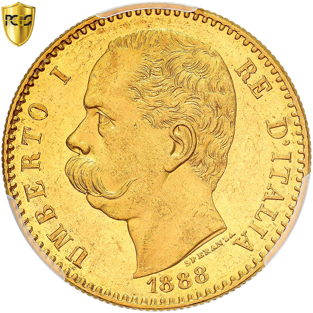 Italia, Umberto I, 50 Lire, 1888, Rome, Oro, PCGS, MS62, KM:25
