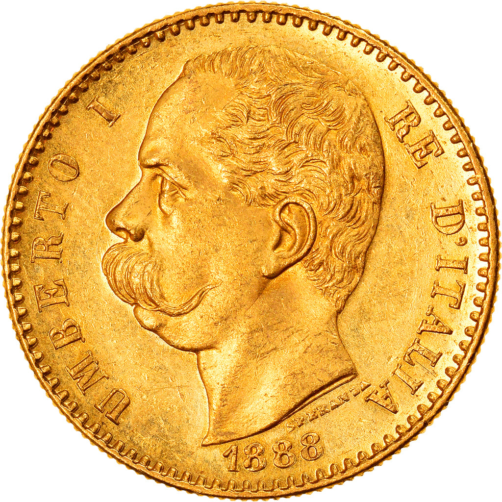 Itália, Umberto I, 50 Lire, 1888, Rome, Dourado, PCGS, MS62, KM:25