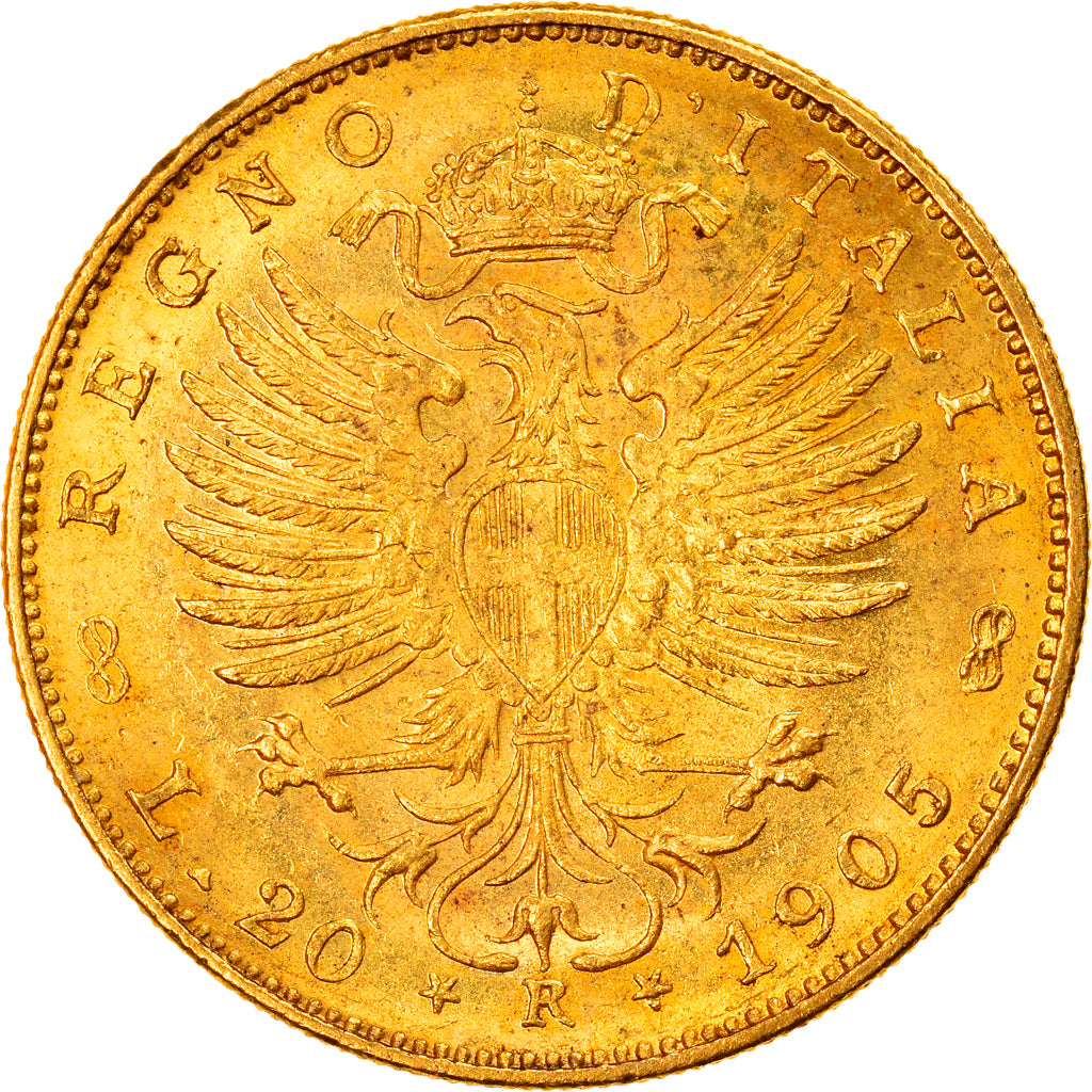 Italy, Vittorio Emanuele III, 20 Lire, 1905, Rome, Rare, Gold, PCGS, MS64