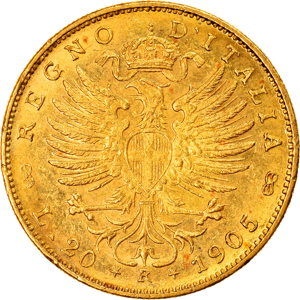 Italy, Vittorio Emanuele III, 20 Lire, 1905, Rome, Rare, Gold, PCGS, MS63