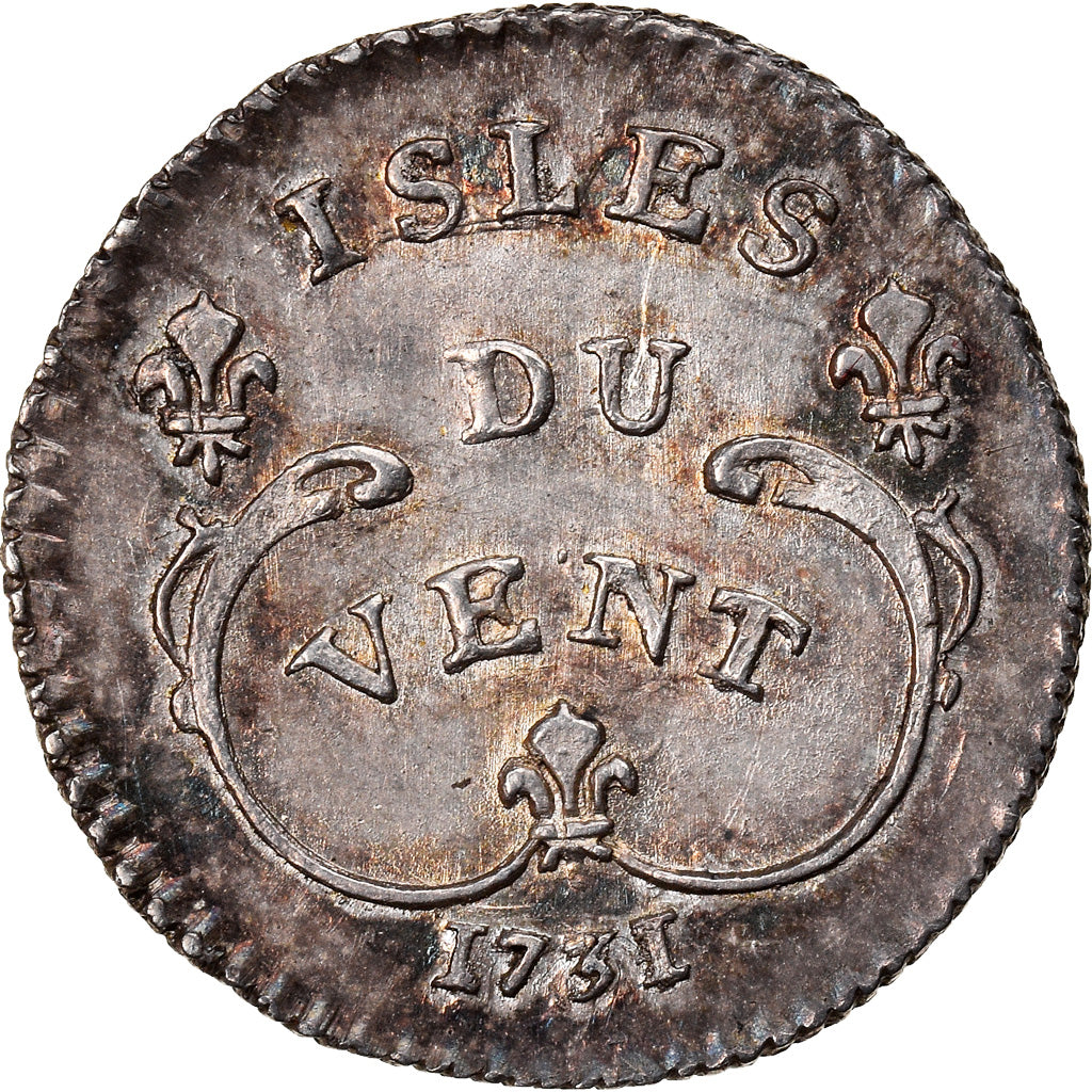 Moneda, Islas de Barlovento, Louis XV, 6 Sols, 1731, La Rochelle, Extremely