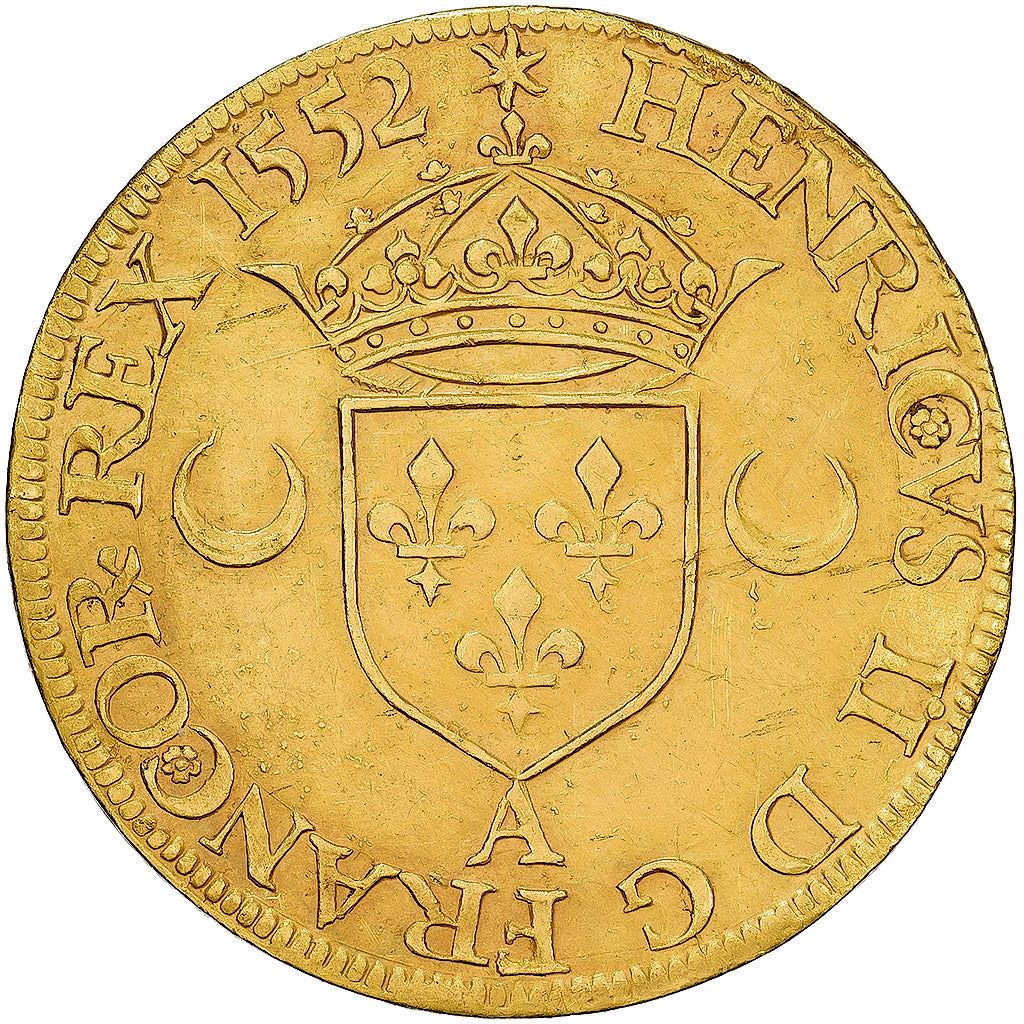 Frankreich, Henri II, Ecu d'or aux croissants, 1552, Paris, Gold, VZ