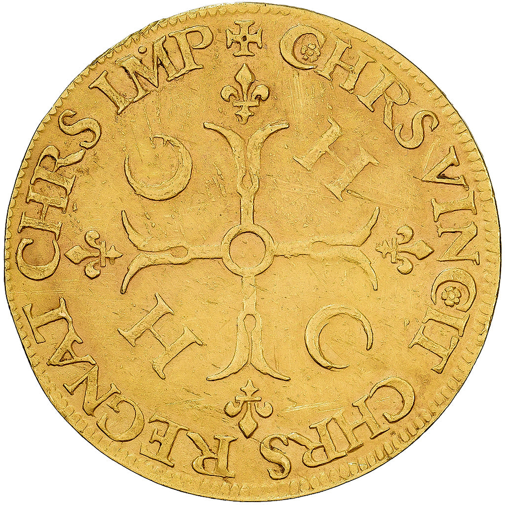 Frankreich, Henri II, Ecu d'or aux croissants, 1552, Paris, Gold, VZ