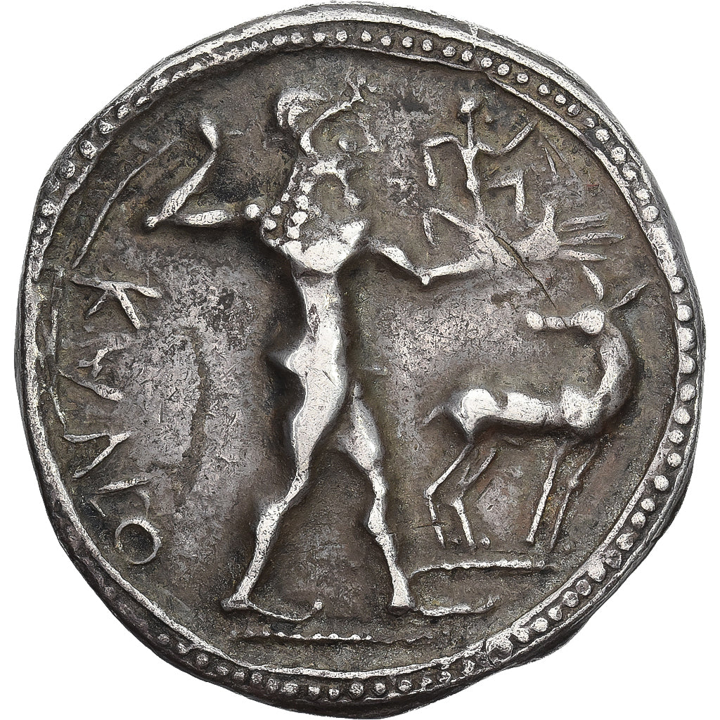 Bruttium, Stater, ca. 500-480 BC, Kaulonia, Silver, AU(55-58), HGC:1-1417, HN