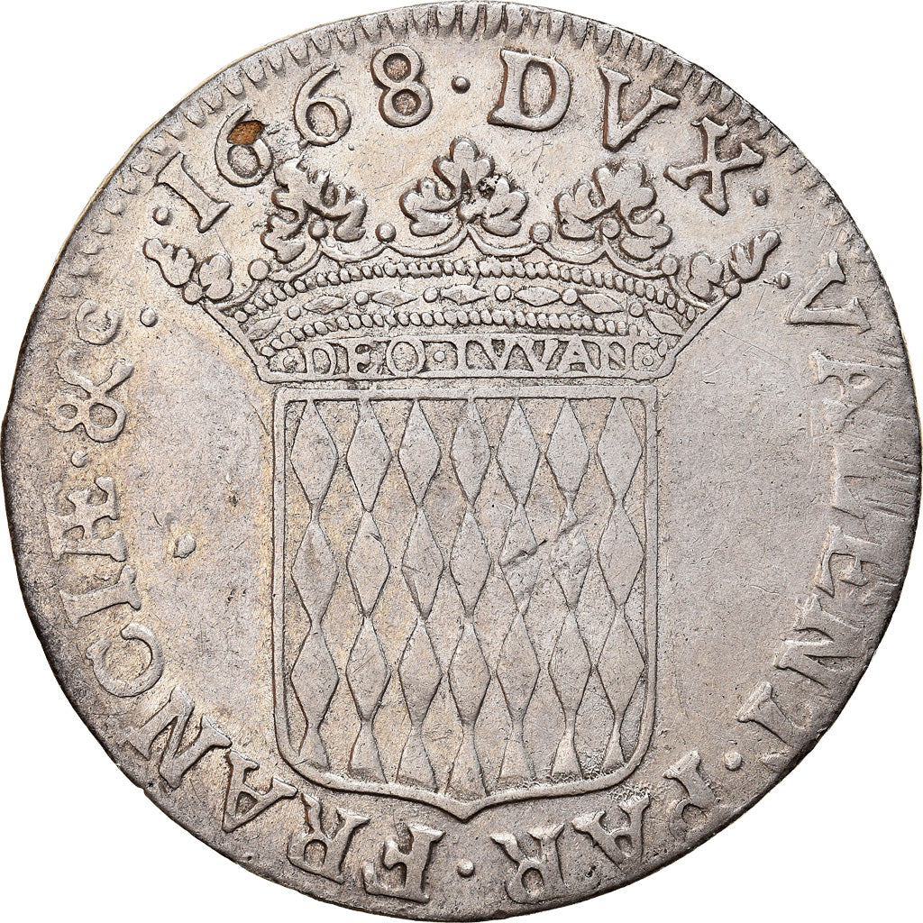 Monaco, Louis I, Ecu de 3 Livres (60 Sols), 1668, Monaco, Very rare, Silver