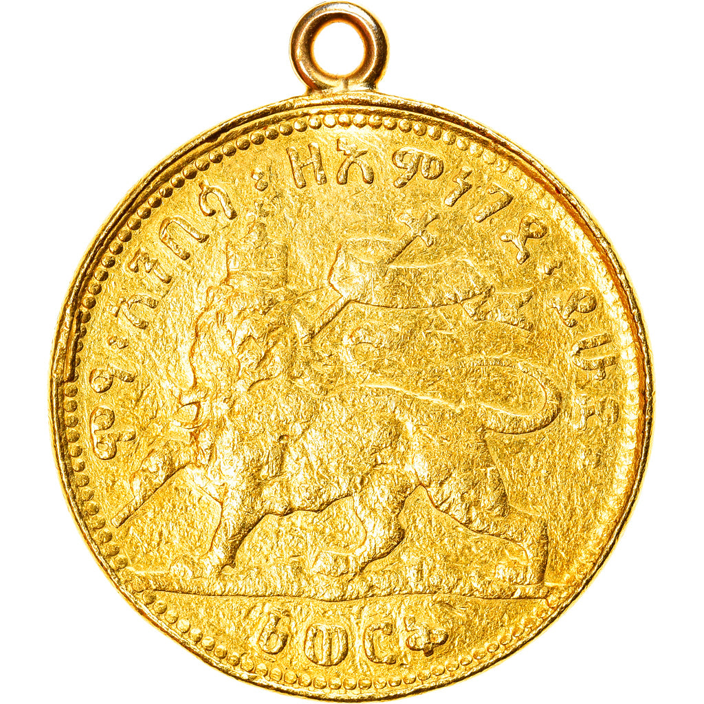 Etiopía, Menelik II, 1/2 Werk, 1889 (1897), Paris, Oro, MBC, KM:17